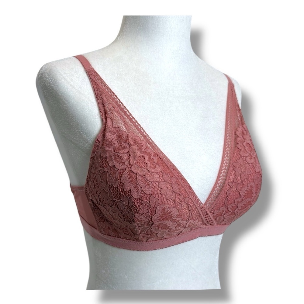 Knix Pink Sorbet Take the Plunge Lace Deep V Bralette Size S